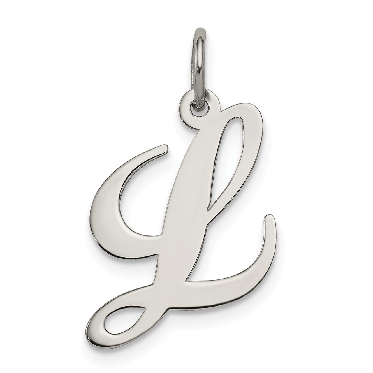 Sterling Silver Medium Script Initial Letter L Charm Jewerly 18mm x 13mm